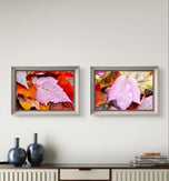 Autumn Pink Leaves Authentic Macro Photography | Unstretched Canvas Print Set of 4 | Mixed Orientation Wall Art