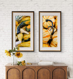 Autumn Pumpkin Authentic Closeup Photography on Unstretched Canvas | Vertical Print Set of 2 | Biophilic Harvest Wall Art | Home & Office Decor