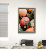Autumn Pumpkin Canvas Set of 3 - Authentic Closeup Photography - Unstretched Vertical Prints - Biophilic Home Wall Art - Fall Harvest Decor