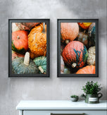 Autumn Pumpkin Canvas Set of 3 - Authentic Closeup Photography - Unstretched Vertical Prints - Biophilic Home Wall Art - Fall Harvest Decor