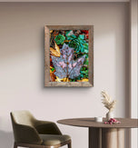 Autumn Rain Blue Leaf Canvas Print - Authentic Macro Nature Photography - Unstretched Vertical Wall Art - Biophilic Home & Office Decor - Ready to Frame