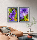 Autumn Rain Purple Hydrangea Macro Photography | Set of 2 Unframed Canvas Prints | Biophilic Wall Art