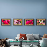 Autumn Rain Red Leaves Authentic Macro Photography | Unstretched Canvas Horizontal Print Set of 4 | Biophilic Wall Art Decor