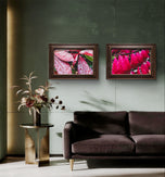 Autumn Rain Red Leaves Authentic Macro Photography | Unstretched Canvas Horizontal Print Set of 4 | Biophilic Wall Art Decor