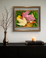 Autumn Rain Vibrant Leaves Authentic Macro Photography | Unstretched Canvas Print Set of 4 | Mixed Orientation Wall Art