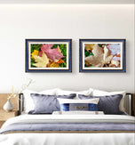 Autumn Rain Vibrant Leaves Authentic Macro Photography | Unstretched Canvas Print Set of 4 | Mixed Orientation Wall Art