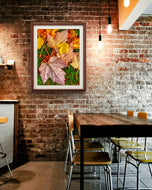Autumn Rain Vibrant Leaves Authentic Macro Photography | Unstretched Canvas Print Set of 4 | Mixed Orientation Wall Art