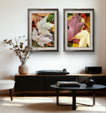 Autumn Rain Vibrant Leaves Authentic Macro Photography | Unstretched Canvas Vertical Print Set of 3 | Biophilic Wall Art Décor