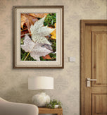 Autumn Rain Vibrant Leaves Authentic Macro Photography | Unstretched Canvas Vertical Print Set of 3 | Biophilic Wall Art Décor