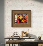 Autumn Rainy Leaves Authentic Macro Photography | Unstretched Canvas Horizontal Prints Set of 2 | Biophilic Nature Wall Art Décor