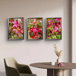 Autumn Rainy Maple Leaves Photography Set of 3 | Unstretched Canvas Vertical Prints | Biophilic Nature Gallery Wall Art Decor