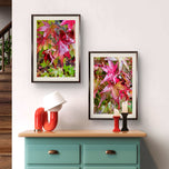 Autumn Rainy Maple Leaves Photography Set of 3 | Unstretched Canvas Vertical Prints | Biophilic Nature Gallery Wall Art Decor