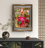 Autumn Rainy Maple Leaves Photography Set of 3 | Unstretched Canvas Vertical Prints | Biophilic Nature Gallery Wall Art Decor