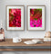 Autumn Red Hydrangea with Raindrops Canvas Wall Art | Authentic Macro Photography | Unframed Vertical Prints Set of 2 | Biophilic Style Décor