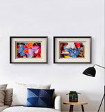 Autumn Vibrant Leaves Authentic Closeup Photography | Unstretched Nature Canvas Prints Set of 4 | Biophilic Wall Art Decor | Multiple Sizes Available