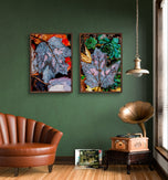Autumn Vibrant Leaves Authentic Closeup Photography | Unstretched Nature Canvas Prints Set of 4 | Biophilic Wall Art Decor | Multiple Sizes Available