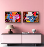 Autumn Vibrant Leaves Authentic Closeup Photography | Unstretched Nature Canvas Prints Set of 4 | Biophilic Wall Art Decor | Multiple Sizes Available