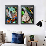 Autumn Vibrant Leaves Authentic Macro Photography | Unstretched Canvas Prints Set of 4 Mixed Orientation | Biophilic Home & Office Wall Art