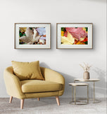 Autumn Vibrant Leaves Biophilic Wall Art Decor | Raindrops Nature Photography Prints Set of 4 on Unstretched Museum-Quality Canvas
