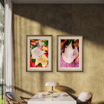 Autumn Vibrant Leaves Biophilic Wall Art Decor | Raindrops Nature Photography Prints Set of 4 on Unstretched Museum-Quality Canvas