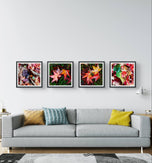 Autumn Vibrant Leaves Canvas Set of 4 | Authentic Closeup Photography | Unframed Square Prints | Biophilic Wall Art Home & Office Décor