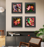 Autumn Vibrant Leaves Canvas Set of 4 | Authentic Closeup Photography | Unframed Square Prints | Biophilic Wall Art Home & Office Décor