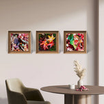 Autumn Vibrant Leaves Canvas Set of 4 | Authentic Closeup Photography | Unframed Square Prints | Biophilic Wall Art Home & Office Décor