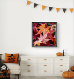 Autumn Vibrant Leaves Macro Photography Set of 3 | Unstretched Canvas Square Prints | Biophilic Wall Art Décor
