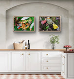 Autumn Vibrant Leaves Wall Art Set of 4 | Nature Closeup Original Photography | Unstretched Canvas Print | Biophilic Home & Office Décor