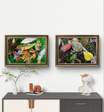 Autumn Vibrant Leaves Wall Art Set of 4 | Nature Closeup Original Photography | Unstretched Canvas Print | Biophilic Home & Office Décor