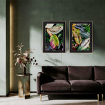 Autumn Vibrant Leaves Wall Art Set of 4 | Nature Closeup Original Photography | Unstretched Canvas Print | Biophilic Home & Office Decor