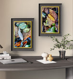 Autumn Vibrant Leaves Wall Art Set of 4 | Nature Closeup Original Photography | Unstretched Canvas Print | Biophilic Home & Office Décor