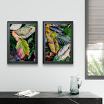 Autumn Vibrant Leaves Wall Art Set of 4 | Nature Closeup Original Photography | Unstretched Canvas Print | Biophilic Home & Office Decor