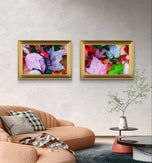 Autumn Vibrant Rain-Kissed Leaves Biophilic Wall Art Decor | Authentic Macro Nature Photography | Unstretched Canvas Set of 4 Prints