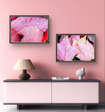 Autumn Vibrant Red Pink Rain-Kissed Leaves Biophilic Wall Art Decor | Authentic Macro Nature Photography | Unstretched Canvas Set of 4 Prints