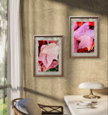 Autumn Vibrant Red Pink Rain-Kissed Leaves Biophilic Wall Art Decor | Authentic Macro Nature Photography | Unstretched Canvas Set of 4 Prints