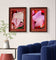 Autumn Vibrant Red Pink Rain-Kissed Leaves Biophilic Wall Art Decor | Authentic Macro Nature Photography | Unstretched Canvas Set of 4 Prints