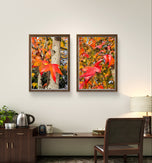 Autumn Vibrant Trees - Authentic Closeup Photography - 3 Piece Vertical Unframed Canvas Print Set - Biophilic Fall Wall Art Decor