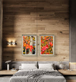 Autumn Vibrant Trees - Authentic Closeup Photography - 3 Piece Vertical Unframed Canvas Print Set - Biophilic Fall Wall Art Decor