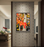 Autumn Vibrant Trees - Authentic Closeup Photography - 3 Piece Vertical Unframed Canvas Print Set - Biophilic Fall Wall Art Decor