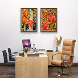 Autumn Vibrant Trees - Authentic Closeup Photography - 3 Piece Vertical Unframed Canvas Print Set - Biophilic Fall Wall Art Decor