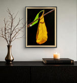 Autumn Yellow Leaf Sunlit Photography Vertical Print | Unstretched Canvas Wall Art | Biophilic Nature Décor | Multiple Sizes Available