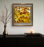 Autumn Yellow Maple Leaves  Authentic Macro Photography | Unstretched Canvas Square Print Set of 3 | Biophilic Wall Art Decor