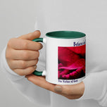 ‘Believe in Christmas Magic’ Mug with Red Poinsettia Authentic Macro Photography | White Ceramic with Green Interior | Dishwasher Microwave Safe | 11oz 15oz
