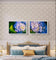 Summer Brilliance — Blue Hydrangea in Sunset Macro Photography | Unframed Horizontal Canvas Wall Art Set of 2 for Living Room