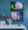 Summer Brilliance — Blue Hydrangea in Sunset Macro Photography | Unframed Horizontal Canvas Wall Art Set of 2 for Living Room