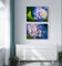 Summer Brilliance — Blue Hydrangea in Sunset Macro Photography | Unframed Horizontal Canvas Wall Art Set of 2 for Living Room