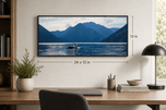 Summer Brilliance — Cushman Lake Moody Mountains & Still Water Photography | Unframed Horizontal Panoramic Canvas Biophilic Wall Art