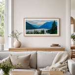 Summer Brilliance — Cushman Lake Moody Mountains Unframed Canvas Biophilic Wall Art