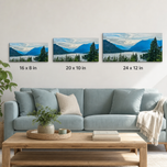 Summer Brilliance — Cushman Lake Moody Mountains Unframed Canvas Biophilic Wall Art
